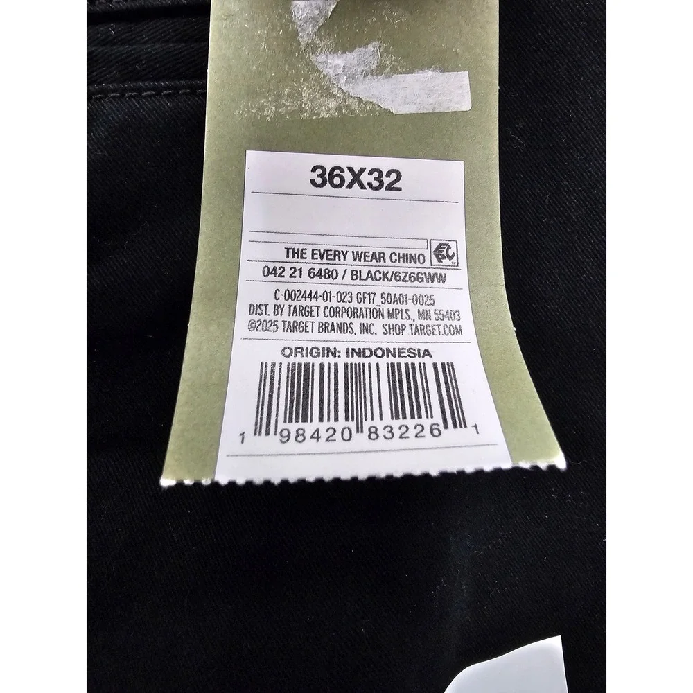 Goodfellow & Co Mens Relaxed Chino Pants Black Cotton Blend Casual Size 36x32